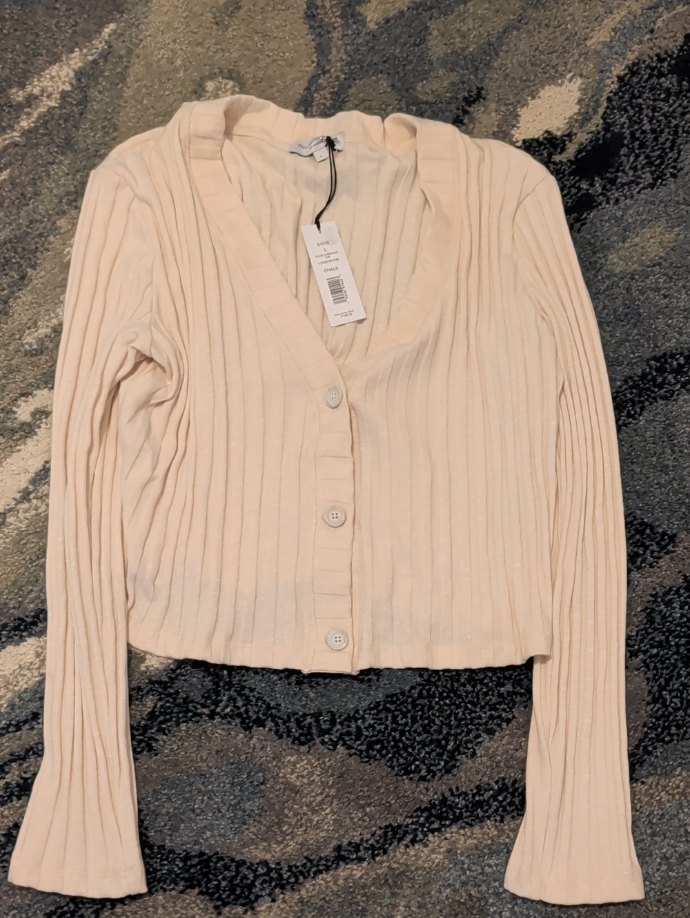 Michael Stars Chalk Ribbed Button Cardigan